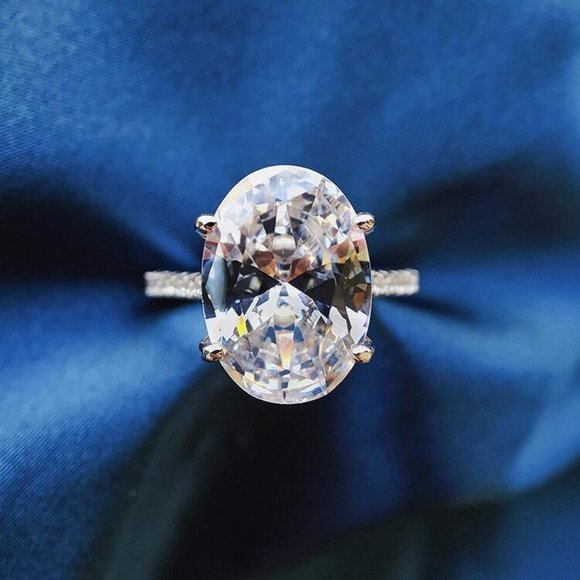 Crystal Pure Big Oval Zircon Thin Wedding Clear Rings for Women, MARR9177 - Picture 2 of 7